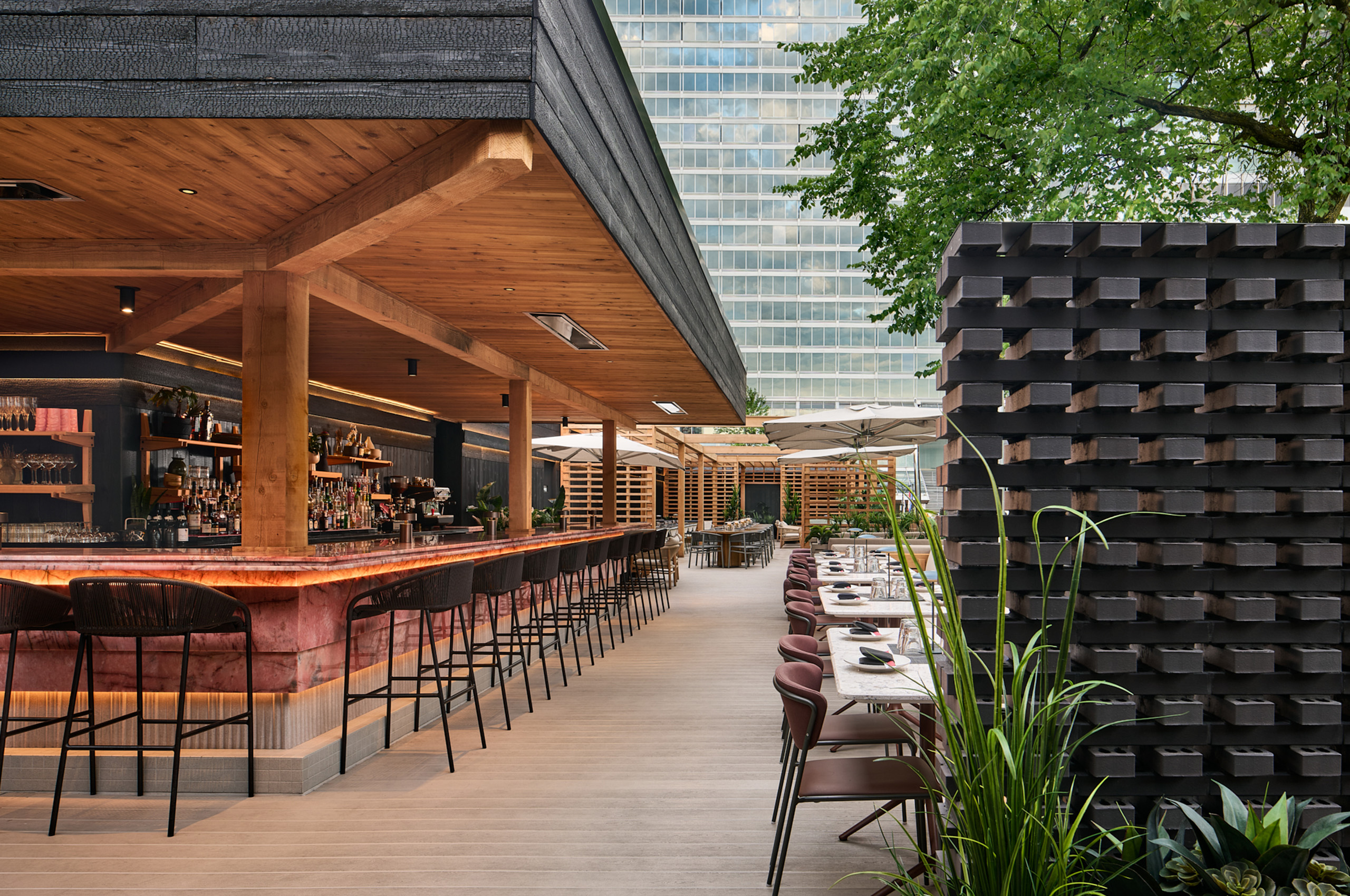 Kasa Moto rooftop bar and lounge in Yorkville, Toronto, designed by DS Studio